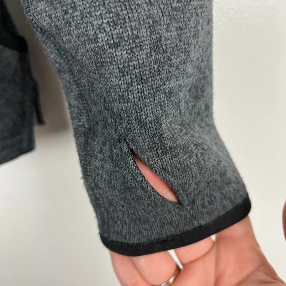 Ivivva by Lululemon Girl Gray Open Front Knit Jacket Cardigan Funnelneck Sz 14 - Picture 7 of 8